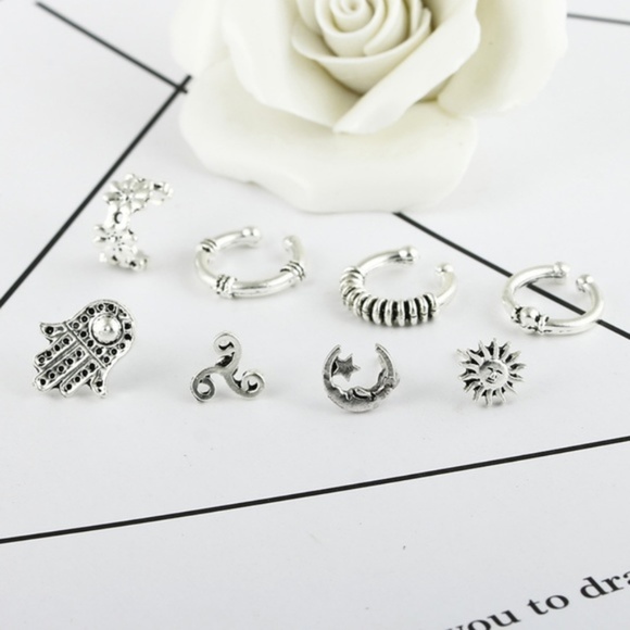 50% OFF Bundles Hamsa Moon Sun Earrings Cuff Set 8 - Picture 2 of 4